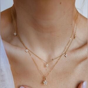 NWT Dainty Choker 18K Gold Plated Shining Dots Box Chain Sparkle Necklace